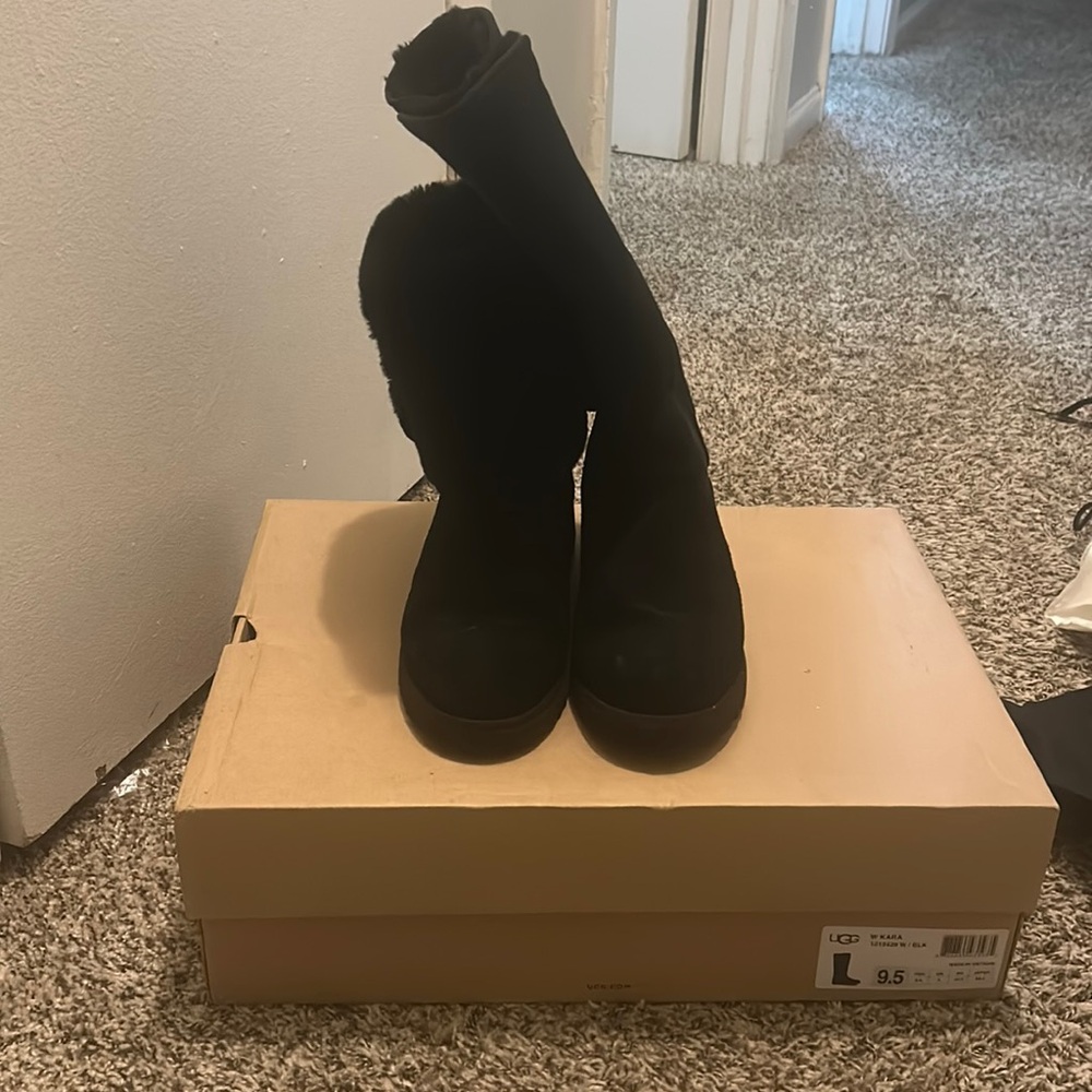 Black Tall Furry On the Inside Uggs